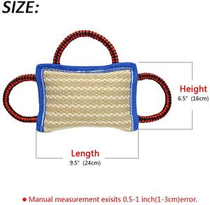 Durevole di Addestramento Del Cane Rimorchiatore Giocattolo, 3 maniglie di Iuta Morso Cuscino 9.5 "6.5" di Lino Rimorchiatore Giocattolo per i Giovani Cani - Product Image 2