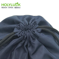Sac à cordon en nylon imperméable de luxe Holyluck, sac à cordon en polyester personnalisé OEM avec logo et poche zippée