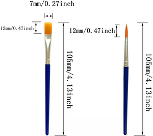 Pinceaux plats en acrylique bleus de haute qualité, très demandés, avec manche en bois et nylon, pour la peinture acrylique des enfants - Product Image 1
