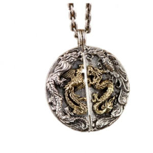 BOCAI S925 ciondoli in <span class=keywords><strong>argento</strong></span> Sterling nuova moda Dragon Phoenix Design oro creativo per donne uomini per feste coppie amuleto - Product Image 1