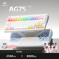 Clavier de jeu ergonomique en plastique Aula AG75, filaire + 2.4G, rétroéclairage RVB 7 couleurs, faible latence 0.125ms (RT0.001MM), 8000Hz, Type-C