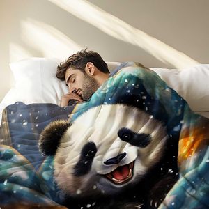 Dễ thương <span class=keywords><strong>Panda</strong></span> ném chăn, đáng yêu mùa đông chăn động vật cho trẻ em và người lớn, Trọng lượng nhẹ <span class=keywords><strong>Fleece</strong></span> cho đi văng, giường - Product Image 4