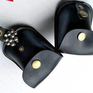 Ztc442 Leather Marble Bag For <b>Slingshot</b> Steel Ball Storage Portable Waist Carry Case With Snap Closure Black - Product Image 1