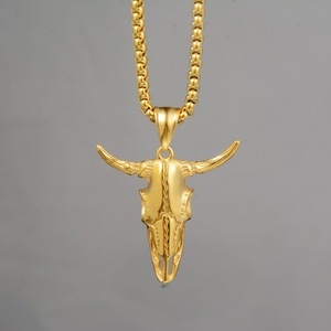 Collares de Moda con Colgante de Cuernos de Toro y Cabeza de <span class=keywords><strong>Vaca</strong></span>, Estilo Hip Hop, Punk, Aleación PVD, Impermeables, para Hombre, Venta al por Mayor - Product Image 5