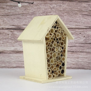 Nichoir en bois pour insectes 10-14 pouces, couleur bois naturel, habitat extérieur pour abeilles, lutte antiparasitaire de jardin - Product Image 1