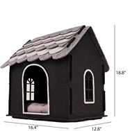 Maison pour chien et chat en feutre pliable et amovible, double couleur, avec coussin moelleux