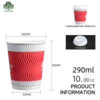 Gelas Kertas Teh Sekali Pakai Merah Putih yang Dapat Disesuaikan dengan Tutup Plastik Desain Dinding Ganda Tahan Air