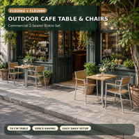 FLD2062 + FLD2089 Ensemble de table et chaises de bistrot pliantes 2 places pour café en plein air, idéal pour les cafés de rue