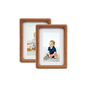 Marco de Fotos Redondo de Madera Maciza de Nogal Negro con Esquinas Arqueadas para Exhibición en Mesa, Decoración del Hogar, Venta al por Mayor - Product Image 1