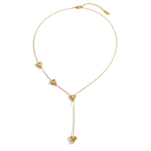 Collar con colgante asimétrico minimalista en forma de corazón, chapado en oro, con cadena en Y, para regalo. - Product Image 5