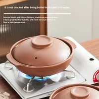 Casserole en argile violette NEWELL, style chinois, résistante aux hautes températures, compatible avec les cuisinières à gaz, avec couvercle, pour soupes domestiques