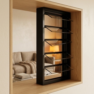 Fenêtre à persiennes en verre trempé avec cadre en aluminium au design moderne, commande manuelle, volets en verre pour salle de bain - Product Image 4