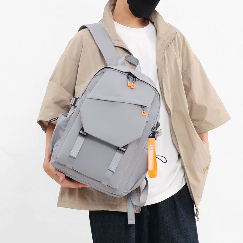 Korean Style Solid Color Men's Laptop Backpack – Model 8822 Casual School & Travel Daypack - View 2