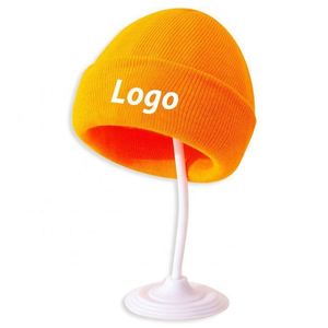 Wholesale Children's Custom Logo 100% Cotton Woven Jacquard Knitted Beanie with Flat Embroidery - Product Image 3