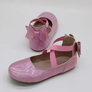 2023 на заказ балетки на плоской подошве блестящие детские милые туфли для девочек с бантом