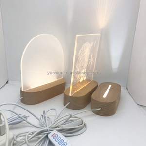 بيع بالجملة طاولة محفورة Rgb لوحة أكريليك سادة سادة خشبي <span class=keywords><strong>Led</strong></span> مصباح مكتب بيضاوي - Product Image 1