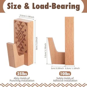 Bohémien in legno da parete ganci <span class=keywords><strong>adesivi</strong></span> da parete per abbigliamento cappello giacca asciugamani chiavi arredamento senza danni - Product Image 5