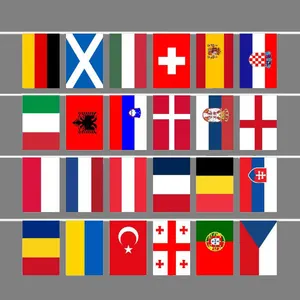 Vente en gros de bannières de jeu nationales de football mondial, drapeau décoratif de coupe des champions Euro 2024 pour la fête