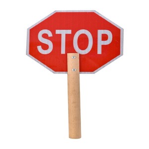 Hand Held Double Sided Reflective Pedestrian Crossing Guard <strong>Traffic</strong> Control Paddle Handheld Safety Warning Stop <strong>Traffic</strong> Signs - Product Image 1