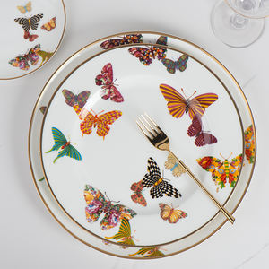 <span class=keywords><strong>Service</strong></span> de <span class=keywords><strong>vaisselle</strong></span> en porcelaine de haute qualité, assiettes de présentation en porcelaine fine avec motif de papillon coloré, <span class=keywords><strong>vaisselle</strong></span> de table pour événements et mariages - Product Image 4
