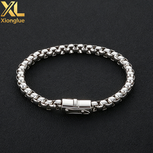 Nouveauté - Bracelet en Chaîne à Maillons en Acier Inoxydable Plaqué Or 18K - Forme de Perle Carrée - Cadeau pour Homme - Product Image 4