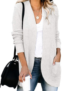 <span class=keywords><strong>Cardigan</strong></span> long tricoté décontracté pour femmes Automne 2024 Cardigans en tricot à manches longues pour femmes Pull pour femmes - Product Image 5