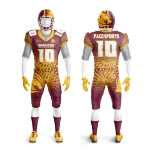 Uniformes de football américain à manches courtes entièrement personnalisables par sublimation, respirants, de haute qualité, 100% polyester, coupe extensible - Product Image 6