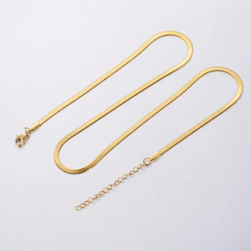 Flat snake bone chain Necklace Fashion stainless steel plated 18k gold blade chain Wholesale DIY basic chain for jewelry making