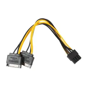 Hot Verkoop Dual 15 Pin Sata Mannelijk Naar Pcie 8 Pin Videokaart Power Cable 20Cm