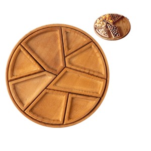 Mu Yi Wooden Compartmentalized <b>Tray</b> Multifunctional Serving Platter For <b>Snacks</b> And Cheese Outdoor Picnic Use - Product Image 5