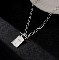 SongYi Vintage Style Chrétien Religieux Foi Collier pour Elle Or Croix Charme Trombone Chaîne Fermoir À Bascule En Acier Inoxydable