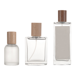 Nuevo Envase de Perfume en Spray Cilíndrico Minimalista y Elegante de Vidrio con Tapa de Madera - Product Image 1