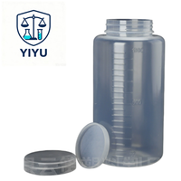 Bouteille de réactif graduée en plastique PP à large ouverture, bouteille de stockage d'échantillons chimiques de laboratoire avec couvercle d'étanchéité interne
