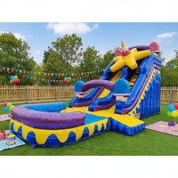 Toboggan aquatique gonflable commercial personnalisé en PVC irisé pour desserts, avec souffleur, pour locations de fêtes, château gonflable, toboggan de piscine gonflable