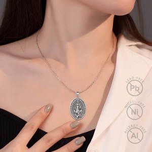 Merryshine mujer madrina 925 plata esterlina plata 925 al por mayor joyería vintage Virgen María colgante collar - Product Image 4