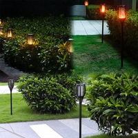 33 LED, IP65, Carcasa de ABS Resistente al Agua y a los Rayos UV, Lámpara Solar con Batería, Mini Antorcha con Llama Parpadeante, Luz para Jardín y Patio, Encendido/Apagado Automático al Anochecer/Amanecer