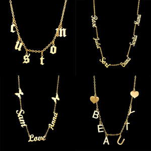 Commercio all'ingrosso oro placcato oro 18K collana Multi-femminile nome scritto a forma di lettera che caratterizza perla come pietra principale - Product Image 5