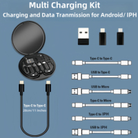 Ensemble de câbles de données PVC multiport 6-en-1 avec logo personnalisé, charge rapide 3A, avec boîte de rangement pour téléphones mobiles