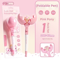 Pulpen Gel Flip Open Figurine Kartun Stok Grosir, Alat Tulis Latihan Siswa Kawaii, Pulpen Netral Cepat Kering, Grosir