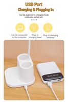 Lampe de bureau LED moderne à trois températures de couleur pour étudiants avec porte-stylo, protection oculaire, rechargeable par USB, lumière d'étude