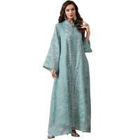 Abaya à motif feuille Hafizah, broderie de sequins, robe musulmane de Dubaï, vente en gros, Kaftan Ramadan Aïd 2026, commande en gros, fournisseur d'usine