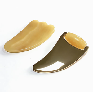 Rouleau de massage facial en jade jaune 2 en 1 - Product Image 1