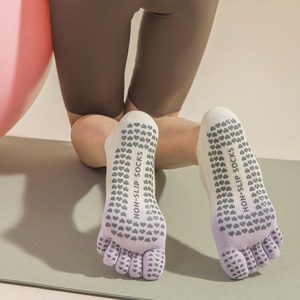 20254 verano Lulu profesional mujer gradiente Pilates calcetines cinco dedos Yoga calcetines de punto tobillo ejercicio equipo - Product Image 4