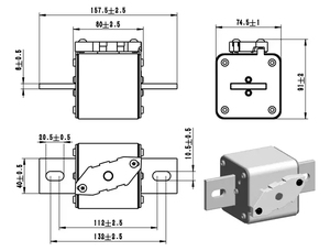 High Voltage 1000Vdc 315-1400A IR.50kA <b>Square</b> Body Semiconductor Fuse Fast Acting 3 for <b>Battery</b> Storage - Product Image 1