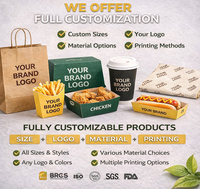 Sacs d'emballage pour plats à emporter d'usine, logo personnalisé, hamburgers, frites, popcorn, nuggets de poulet, boîtes de poulet frit HONPAK