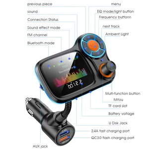 Lecteur Mp3 <span class=keywords><strong>Bluetooth</strong></span> pour <span class=keywords><strong>voiture</strong></span> <span class=keywords><strong>Kit</strong></span> <span class=keywords><strong>voiture</strong></span> Transmetteur FM mains libres sans fil BT5 Chargeur USB Moniteur LCD pour <span class=keywords><strong>voiture</strong></span> FM modulaire - Product Image 4
