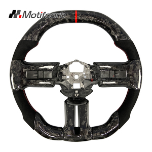 Volante de fibra de carbono forjado a medida para Ford Mustang Shelby GT GT500 Coupe Boss 302 S197 2005-2014 con empuñaduras de microfibra - Product Image 1