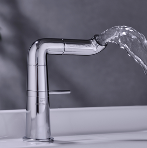 Venta caliente Grifo de lavabo de latón Pistola de latón Grifo de baño extraíble gris El brazo recto se puede girar Grifo de lavabo - Product Image 6