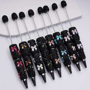 Bolígrafo Decorativo con Lazo Brillante y Cuentas de Diamantes de Imitación Negros, con Recubrimiento UV, para Manualidades con Arcilla - Product Image 1