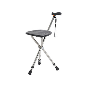 Leo Cane Stool Stainless Steel Folding Chair With Non Slip Seat For Elderly Outdoor Use Telescopic Walking Stick - Product Image 1